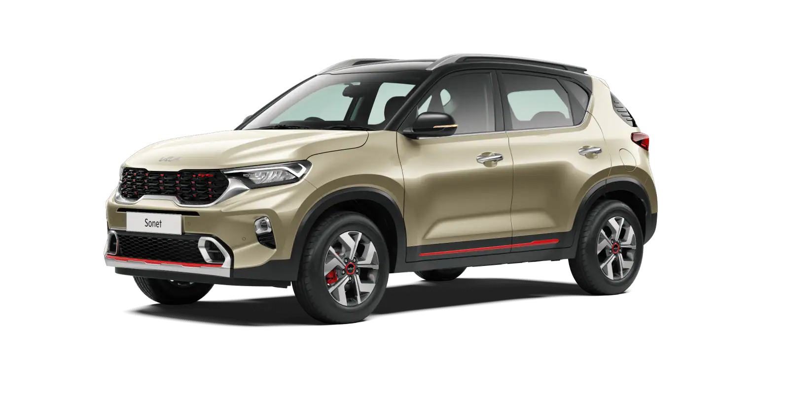 Kia Sonet2021-Beige Gold + Aurora Black Pearl