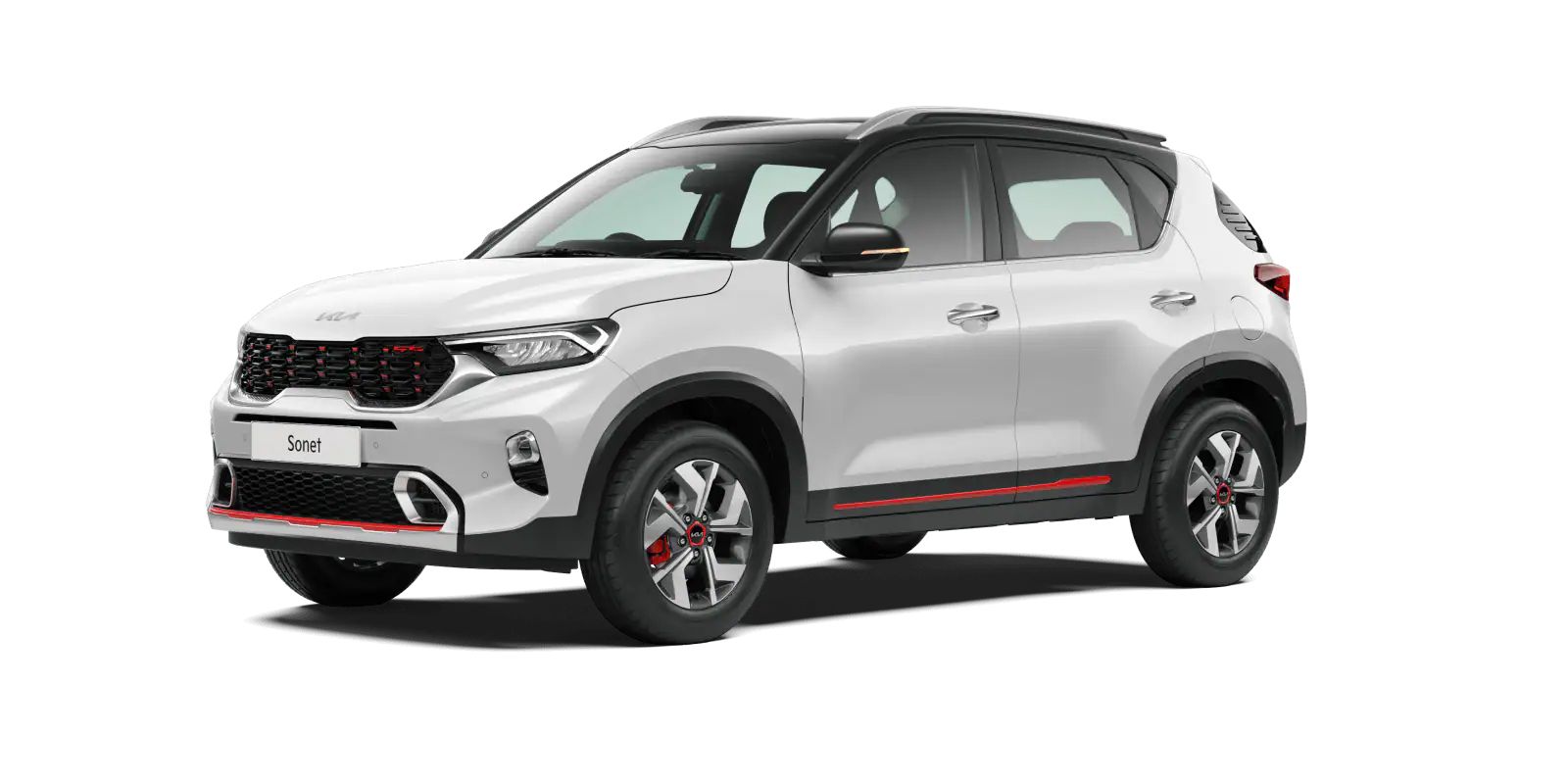 Kia Sonet2021-Glacier white Pearl + Aurora black pearl